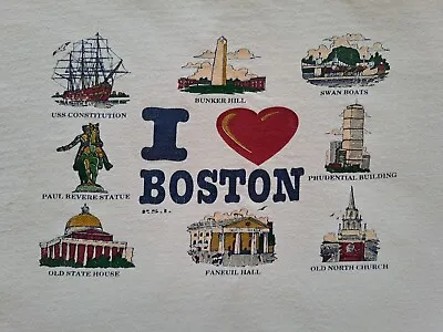 Buy Vintage TULTEX I LOVE BOSTON Souvenir Single Stitch T Shirt. Size Large • 19.95£