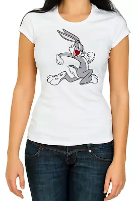 Buy Bugs Bunny Funny Party 3/4 Short Sleeve White Woman T Shirt K262 • 9.69£