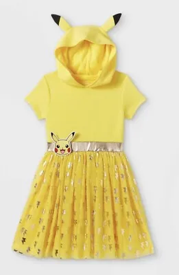 Buy NWT Girls Pokemon Yellow Pikachu Dress Hoodie Tutu Costume Outfit XXL • 26.41£