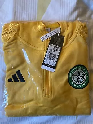Buy New Official Celtic Adidas 1/4 Zip Tracksuit Track Top Jacket Gold Yellow • 59.95£