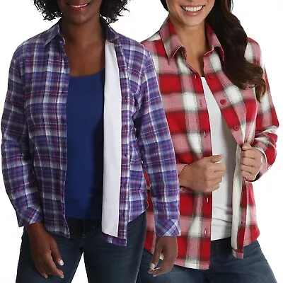 Buy Ex Women Ladies Flannel Shirt Fleece Lined Check Work Padded Casual Worm New Top • 9.96£