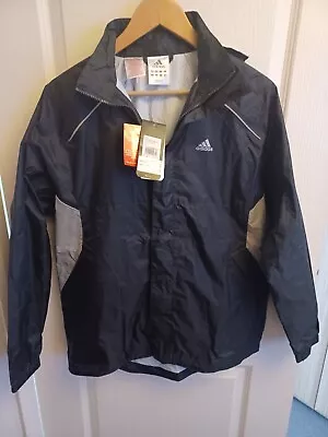 Buy Adidas Black Hooded Rain Jacket Size 34/36 • 17.50£