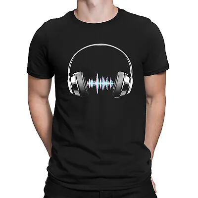 Buy HEADPHONES EQUALISER Mens ORGANIC Music T-Shirt DJ Electronic Rave Dance Retro • 8.99£
