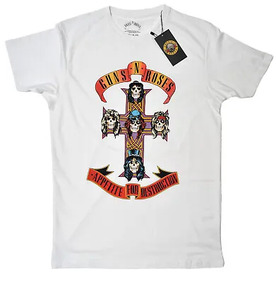 Buy Guns N Roses T Shirt Appetite For Destruction Tee White New & Official S- 2XL • 13.99£