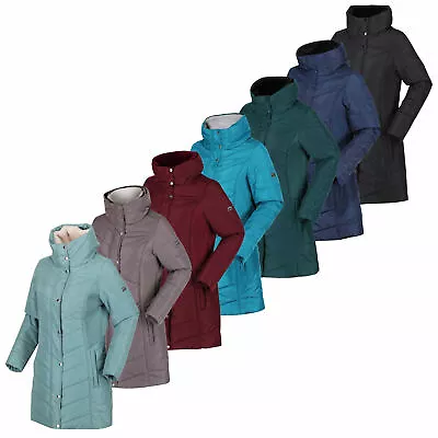Buy Regatta Parthenia Womens Jacket Insulated Coat Fold Down Faux Fur Lined Hood • 34.16£