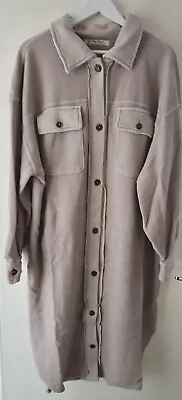 Buy FREE PEOPLE Stone Ruby Long Distressed Jacket Teddy Sherpa Coat Shacket Size L • 129£