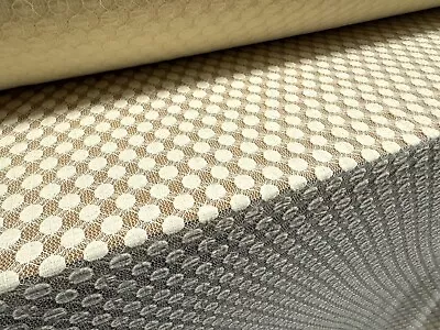 Buy Stretch Spandex Mesh Net Fabric, Per Metre - Dobby Jacquard - Cream • 5.99£