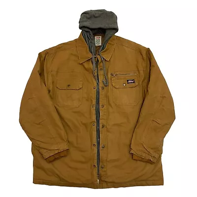 Buy Dickies Duck Shirt Jacket Quilt Lined Brown Mens XL Canvas Hooded Full Zip • 39.99£