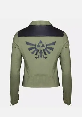 Buy Womens Legend Of Zelda Triforce Logo Biker Jacket - Ladies Fitted Cosplay Xsmall • 49.95£