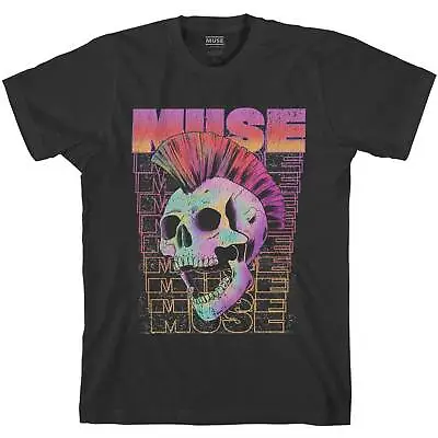 Buy Muse T Shirt Mohawk Skull Officially Licensed Mens Black Tee Rock Metal Merch • 14.88£