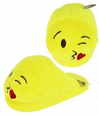 Buy Kiss Emoji Slippers Medium Size Adult Kids Characters Non Slip Yellow Xmas • 4.49£