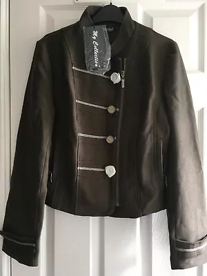Buy My Collection Designed In Paris Short Brown Military Style Square Jacket Large • 16£