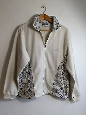 Buy Ladies Vintage Salewa Fleece Jacket Size M 10 12 Off White Crazy Pattern Ski • 12.99£