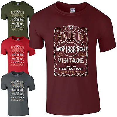 Buy Made In 1988 T-Shirt Born 36th Year Birthday Age Present Vintage Funny Mens Gift • 13.73£
