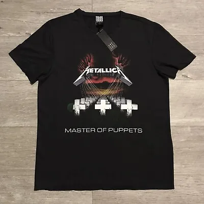 Buy Amplified Metallica Master Of Puppets Print Charcoal Grey Rock T Shirt UK Large • 15.99£