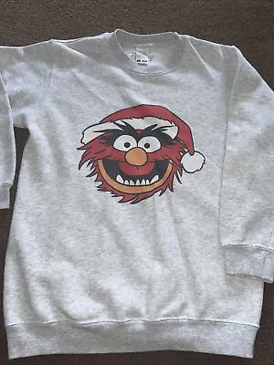 Buy DISNEY The Muppets Animal Christmas Jumper  Sweatshirt Grey Age 9-11 • 2.95£