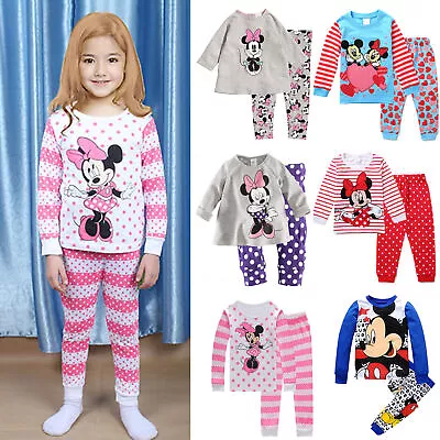 Buy Kids Baby Girls Mickey Minnie Mouse Outfits Sleepwears Pyjamas Pjs Set Nightwear • 5.79£