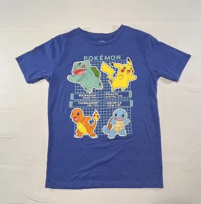 Buy Pokemon Boy's XL Blue Graphic Tee T-Shirt  Pikachu Squirtle Charmander Bulbasaur • 6.49£