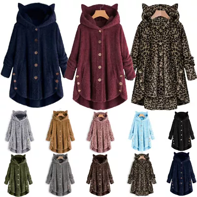 Buy Soft And Durable Women's Winter Warm Fleece Hoodie Hooded Coat With Button • 17.57£