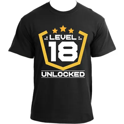Buy Level 18 Unlocked Birthday Gamers T-shirt | Funny Gaming 18th Birthday Tshirt • 14.99£