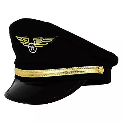 Buy Pilot Cap Fancy Dress Airline Captain Hat Aviation 80s Aviator Costume Accessory • 6.99£