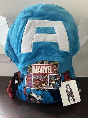Buy Marvel CAPTAIN AMERICA Primark Hooded Fleece Throw  Gift Present NEW • 14.99£
