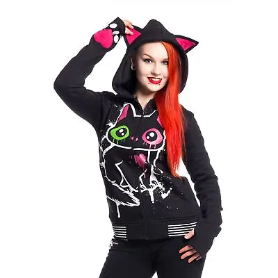 Buy Cupcake Cult Kitty Mase Hood Ladies Black Goth Emo Punk Alternative Cat • 42.99£