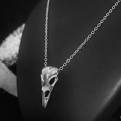 Buy Unisex Vintage Look Silver Viking Raven Skull Pendant Necklace Jewellery Gift UK • 4.50£