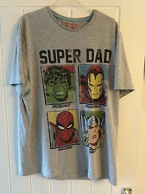 Buy Mens Marvel Tshirt Super Dad Size XL Grey Incredible Hulk Spider Man • 9.29£