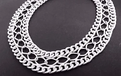 Buy Ladies Chunky Heavy Thick Statement Silver Collar Bib Drape Chain Link Necklace • 24.99£