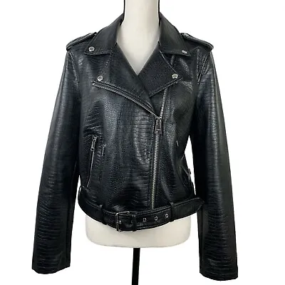 Buy Levi's Women's Faux Leather Moto Jacket Large Black Long Sleeve Lined Full Zip • 41.01£