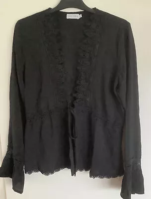 Buy EIGHT PARIS NEW Lightweight Tie Front Jacket With Embroidery Size L Fits Size 12 • 6.99£