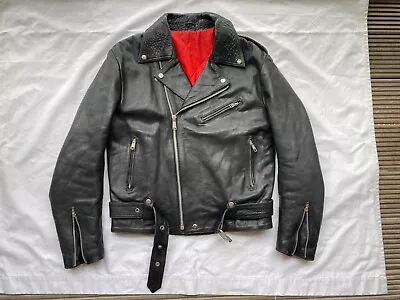 Buy Vintage Biker Leather Jacket Motorcycle Black Punk Rock Indie 38-40 S-M Skinny • 125£
