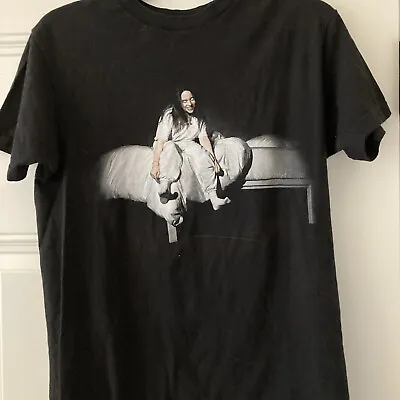 Buy Billie-Eilish T-Shirt Women’s Medium When-We-All-Fall-Asleep Tour Merch Black • 17.48£