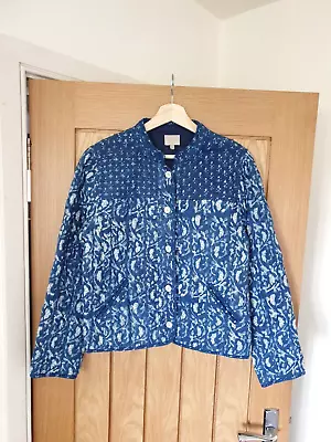 Buy Anokhi East Indian Hand Block Printed Quilted Kantha Jacket Coat Art 12 14 M L • 44.99£