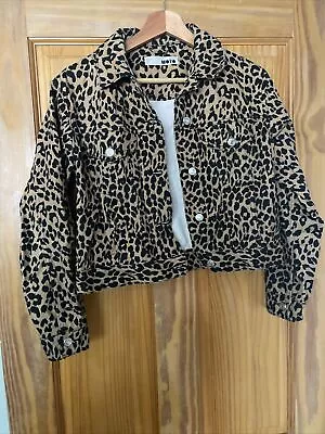Buy RRP £45 TOPSHOP Moto Womens Leopard Print Denim Jacket UK Size 8 • 0.99£