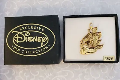 Buy Disney Peter Pan Captain Hook Ship Brooch Pin Gold Tone W/Crystals Brand NEW • 30.31£