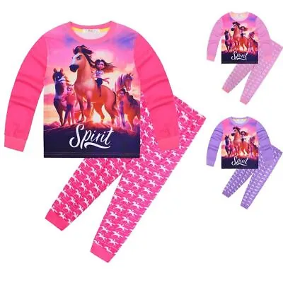 Buy Girls Spirit Riding Free Long Sleeve Pyjamas Pajamas Outfit Nightwear Gift 3-9Y, • 17.99£