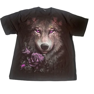 Buy Spiral Skull Roses Front Print T-Shirt Black - XL • 14.99£