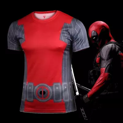 Buy Men T-Shirt  Short Sleeve Compression Tops Superhero Avengers Marvel Fitness Tee • 7.99£