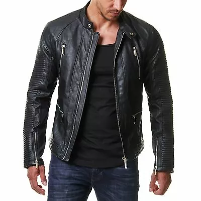 Buy Men's Authentic Lambskin Leather Jacket Motorcycle Stylish Slim Fit Biker Jacket • 112.80£