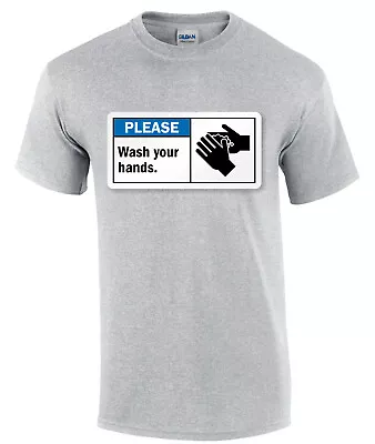 Buy Please Wash Your Hands T Shirt Grey • 15.49£