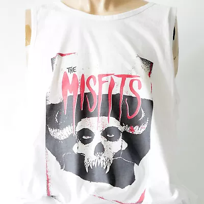 Buy Misfits Metal Punk Rock T-shirt Sleeveless Vest Top White Unisex S-2XL • 14.99£