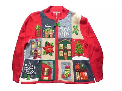 Buy Vintage Tiara International Sweater Womens Extra Large Christmas Holly Patchwork • 56.69£