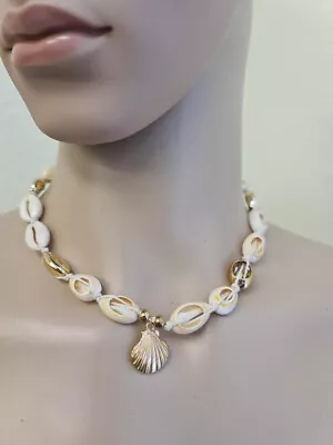 Buy Gold Shell Necklace Tie Choker Natural Boho Jewellery Gypsy Bohemian Ethnic A968 • 4.65£