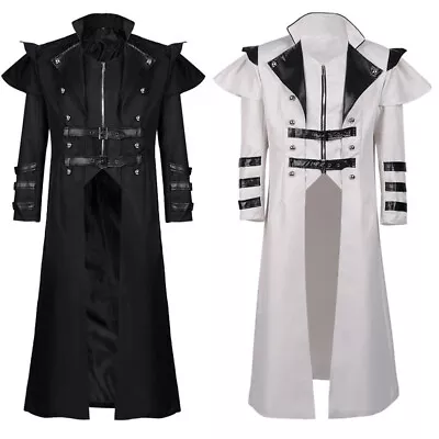 Buy Men Retro Gothic Trench Coat Steampunk Jacket Medieval Costume Carnival Coats • 24.99£
