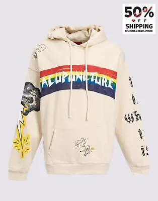 Buy RRP€110 ACUPUNCTURE Hoodie Size XL Coated Rainbow Embroidered Kangaroo Pocket • 49.99£