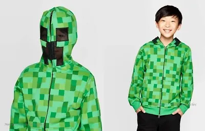 Buy Minecraft Creeper Halloween Costume Size 4-16 Boy Hoodie Jacket Mask Zip Kid NWT • 33.13£