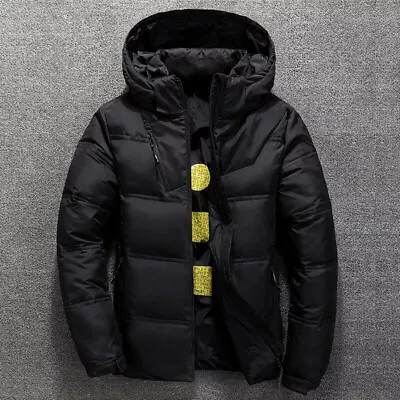 Buy Mens Warm Quilted Parka Duck Down Jacket Padded Bubble Puffer Hooded Coat Winter • 25.99£