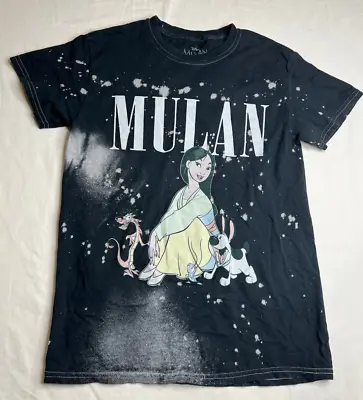 Buy Mulan Tshirt Womens Small Black Walt Disney Cotton Short Sleeve Paint Splatter • 7.69£